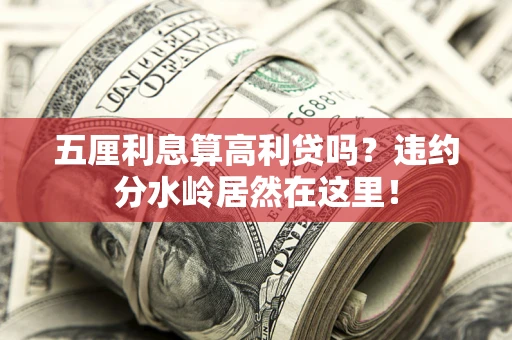武汉五厘利息算高利贷吗？违约分水岭居然在这里！
